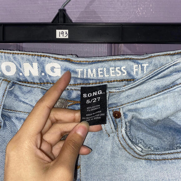 S.O.N.G. Timeless Fit Distressed High Waisted Jeans 5/27 Y2K Button Fly - Picture 3 of 3